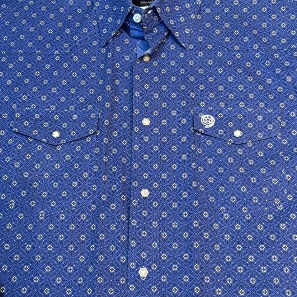 Wrangler George Strait Mens Troubadour Western Shirt Long Sleeve Blue Size Large - Picture 3 of 11